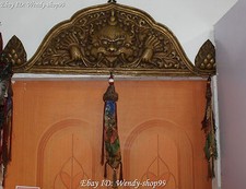 12" Tibetan Buddhism Pure Bronze Dragon Beast Door Wall Hanging Screen Statue