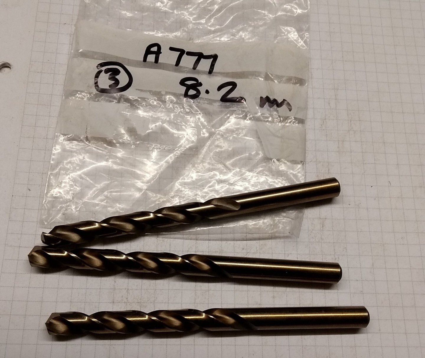 DORMER  8.2 mm drill bits A777 HSS-E cobalt heavy duty jobber drill pack of 3