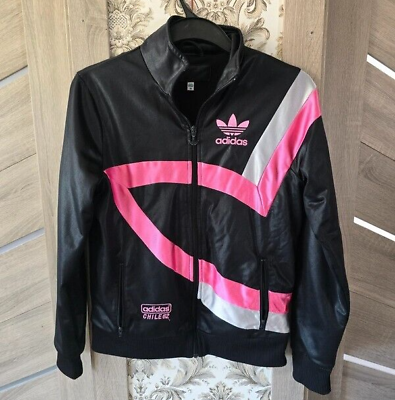 Vintage Adidas Womens Chile 62 Track Top Jacket Black Pink Vintage Adidas Womens Chile 62 Track Top Jacket Black Pink