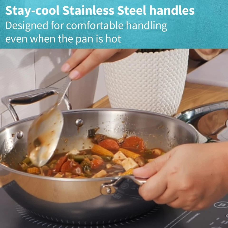 Hawkins Pro Triply Stainless Steel 26 cm, 3,5 Ltr, Deep Fry Pan/Kadai - Spedi... - Immagine 4 di 4