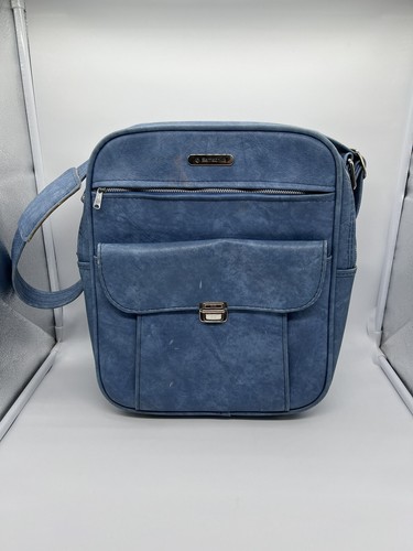 Vintage Samsonite Luggage Shoulder Bag Carry On Blue Purse Diaper Travel Zip