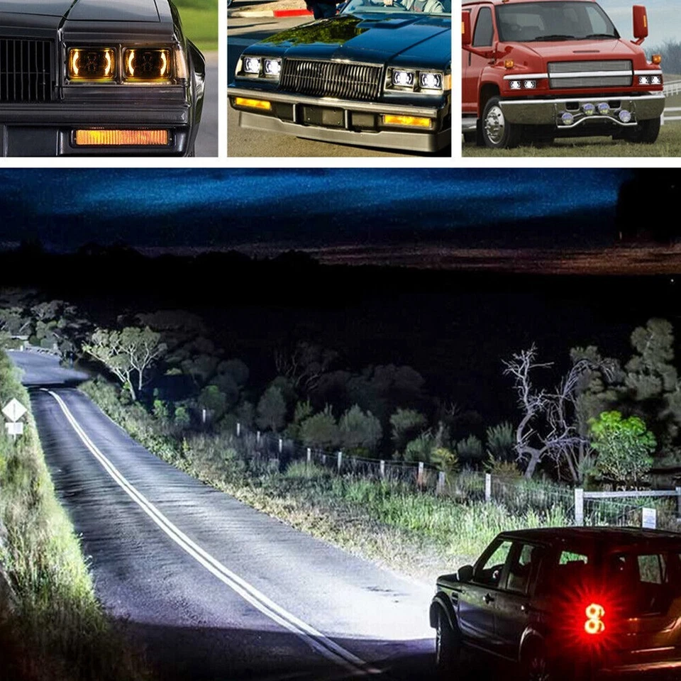 4pcs 4x6 inch LED Headlights DRL Hi/Lo Beam H4 Fit GMC W3500 W4500 W5500 Forward - Image 4 of 4