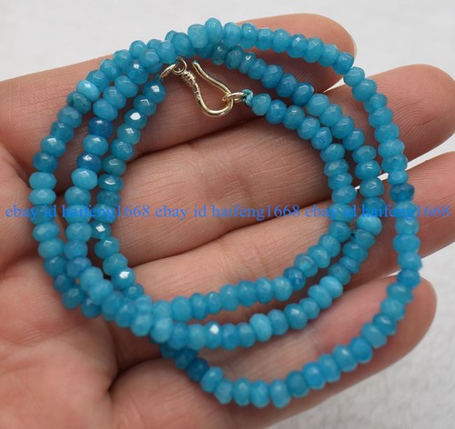 Natürlich 2x4mm Mehrfarbig Facettiert Edelstein Rondelle Perlen Halskette 18" - Bild 16 von 35