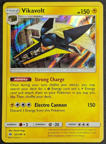 Vikavolt Holo NM 52/149 Sun & Moon Pokemon Card
