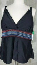 Dip Black multicolored Tankini Swimsuit Top Adjustable Straps Size 1XL NWT