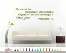 Philippian 4:7 Peace God Christ Jesus Bible Verse Wall Quote Vinyl Decal Sticker