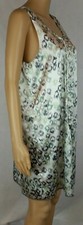 Vera Wang Women's (S) Leopard Print White with Shades of Green Shift Dress
