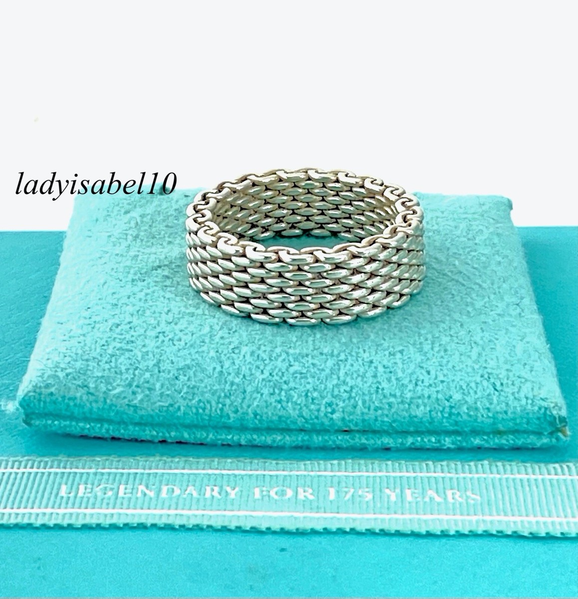 Tiffany & Co Sz 6.75 Mesh Firm Somerset Band Ring Love 925