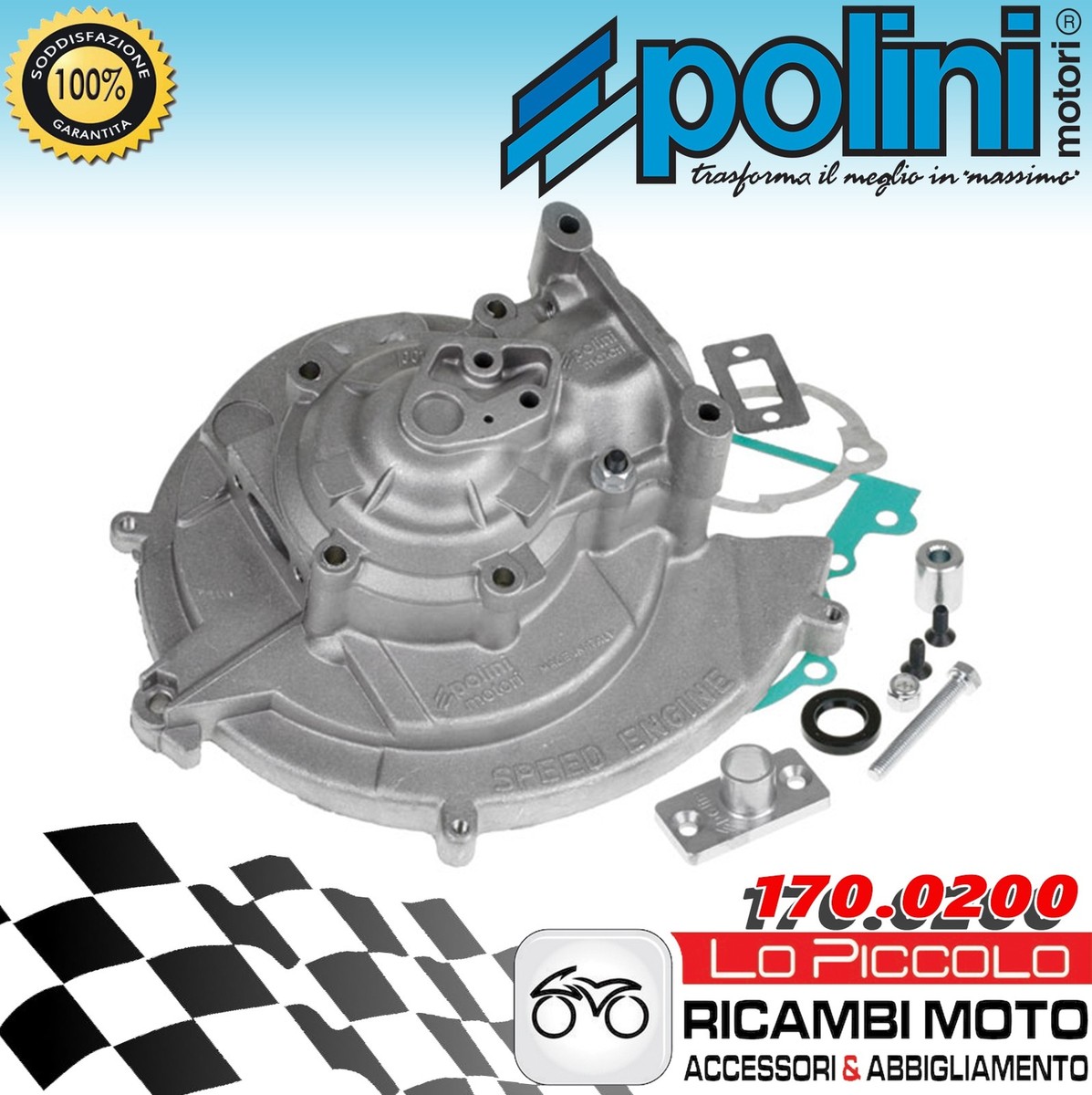 CARTER MOTORE MAGGIORATO POLINI A PUNTINE PIAGGIO BRAVO BOXER CIAO PX SC FL  SI