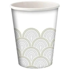 VeZee Metallic Rays 9 oz 18 Pieces Coated Small Paper White Cups For Parties