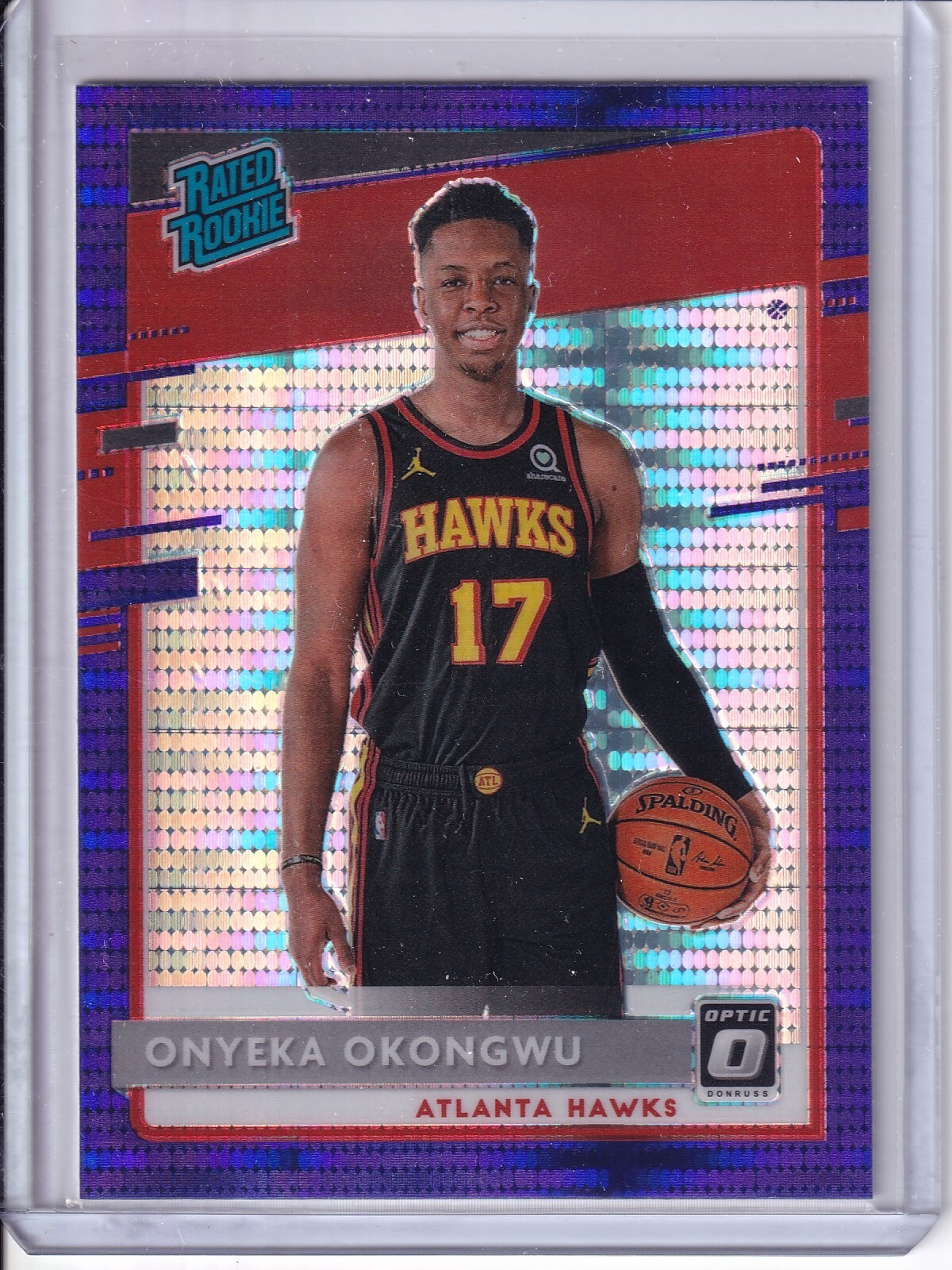 2020-21 Donruss Optic Onyeka Okongwu #156 Rated Rookie Card Purple Pulsar Prizm