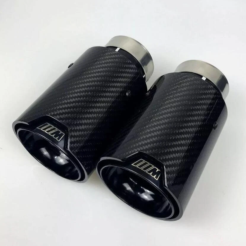 For M Performance BMW Pipes inlet 66mm Glossy Black Carbon Fiber Exhaust Tip 2PC Foto 3 de 4