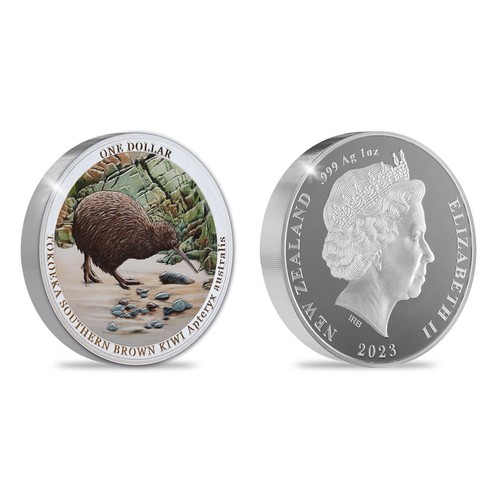 Nueva Zelanda - 2023 - 1 OZ moneda de plata a prueba de kiwi - moneda marrón kiwi - Imagen 7 de 7