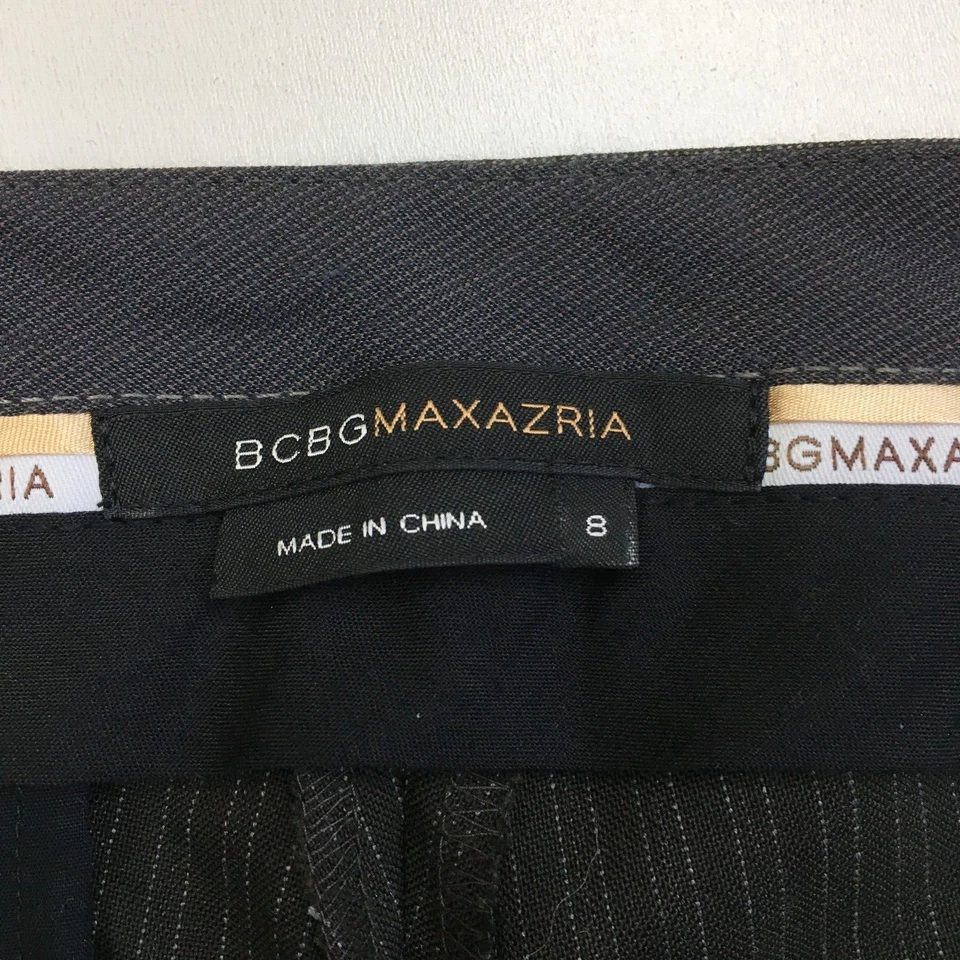 Pantalón de vestir BCBGMAXAZRIA marrón a rayas mezcla de lana pierna acampanada clara para mujer talla 8 Foto 2 de 4