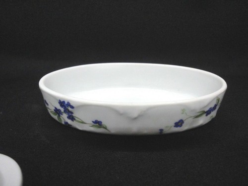 Vintage LIMOGES FRANCE WHITE OVAL TRINKET BOX 4”x 2 1/4" inch with Blue Flowers - Picture 6 of 6