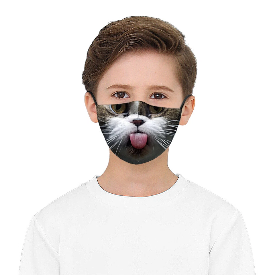 Adult/Kids Unisex Protective Facemasks Adjustable Cosplay Funny Cat Theme Masks - Image 3 of 4