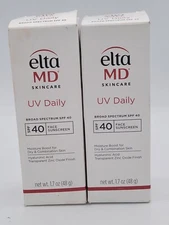 2 Pack Elta MD UV Daily Broad-Spectrum SPF 40 Face Sunscreen 1.7oz EXP 2026 NIB