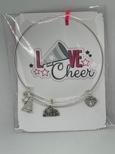 Cheerleader Bangle Charm Bracelet Handmade Silver Plated Expandable