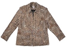 CHICOS Womens 2 L Leopard Print Ponte Blazer Animal Career Chic Stretch Jacket