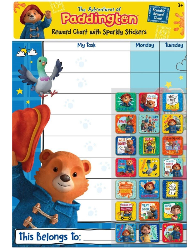 Paddington Bear Reward Chart with Stickers Reusable Visual Behaviour ASD SEN