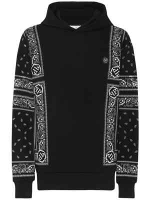 PHILIPP PLEIN Hoodie sweatshirt Paisley Bandana Black Size L MSRP $1550 $