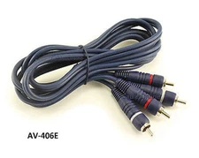 6ft 2-RCA to 2-RCA Blue Male to Male Mixer/ Stereo System Audio Cable - AV-406E