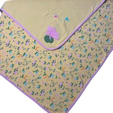 VTG Gymboree 2006 Yellow Cotton Baby Blanket Lotus Flower Butterfly Lily Pad Y2K