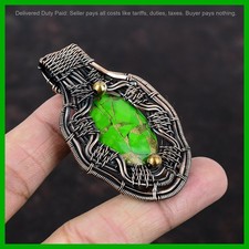 Copper Copper Green Turquoise Gemstone Birthday New Wire Wrapped Pendant Jewelry