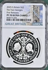2025 Great Britain The Two Georges 1 oz Silver Proof BOX COA First Rel NGC PF70