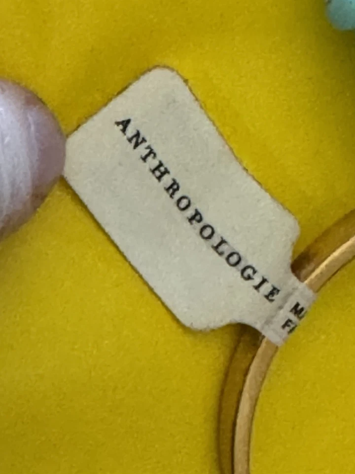 Pulseira aberta Anthropologie vidro turquesa franja frisada ouro 14 sobre latão nova com etiquetas - Imagem 4 de 4