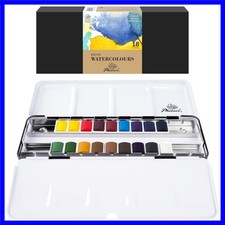Professional Watercolor Paint Set - 18 Colors Half Pan Water Color Paint Pale...