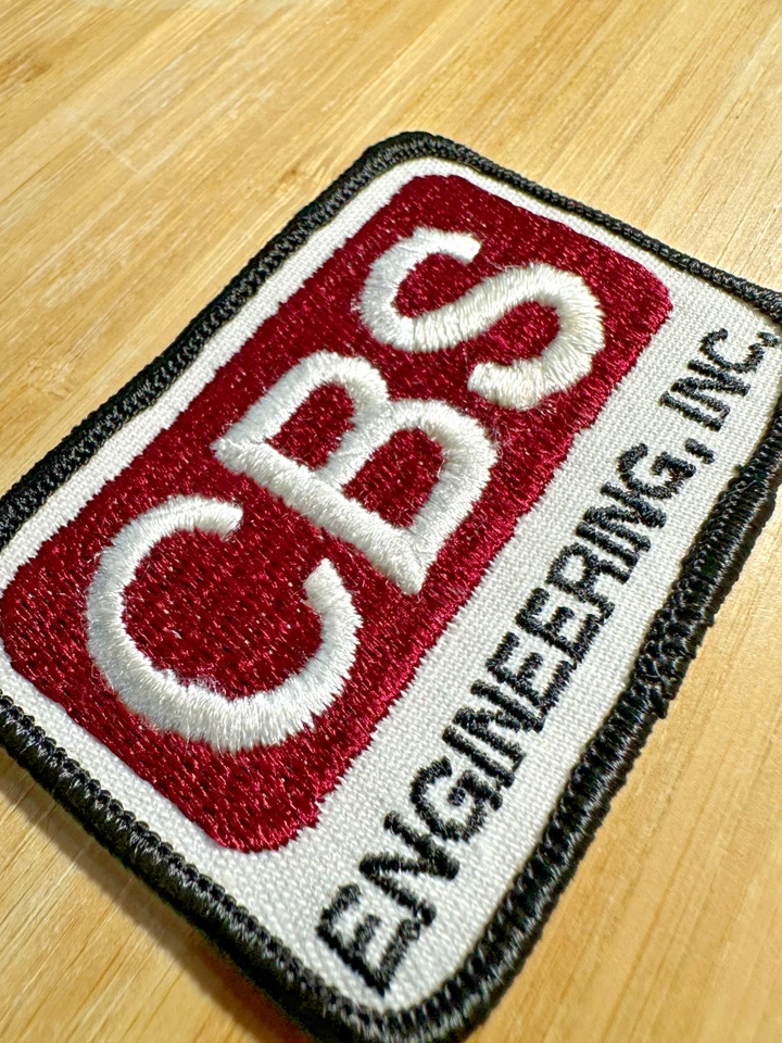 CBS Engineering Inc Patch ⚙️ Vintage Industrial Workwear Maroon White - Image 2 of 2