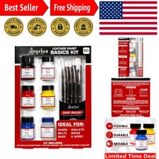 Complete Acrylic Leather Painting Set - 5 Colors, Preparer  Brushes Included