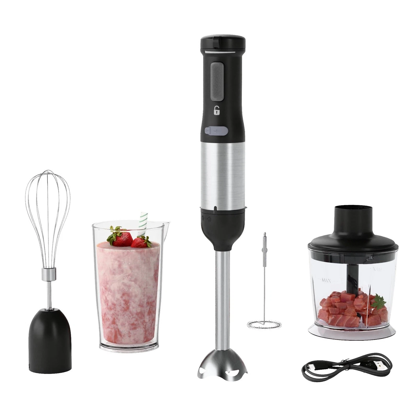 Cordless Immersion Hand Blender, 5-in-1 Variable Speed blender handheld,Recha...
Opens in a new wind