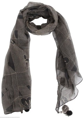 Armani Jeans Damen Tuch Schal 100% Wolle Schwarz ca. 174 cm x 90 cm