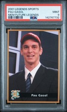 2001 Legends Sports Memorabilia Pau Gasol HOF Rookie Card RC - PSA 9 MINT POP 1. rookie card picture