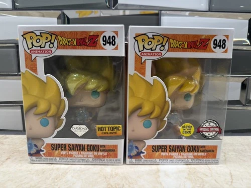 Funko Pop Dragon Ball Z Super Saiyan Goku with Kamehameha Diamond Glow Bundle