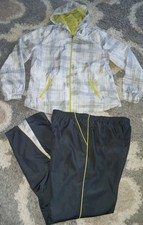 Vintage 90's Y2K ac-tiv-ology Track Jogging Wind Suit Gray Lime Green Yellow M/L
