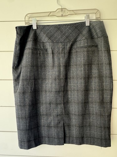 Grey Plaid Signature By Larry Levine 2 Piece Skirt Suit Size 12 Womens Career - Picture 4 of 5