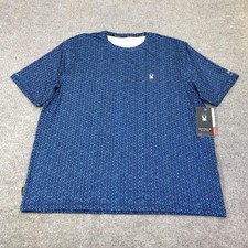 Spyder Rash Guard Shirt Mens XL Blue Geometric UPF 30 Swim Quick Dry S627A30