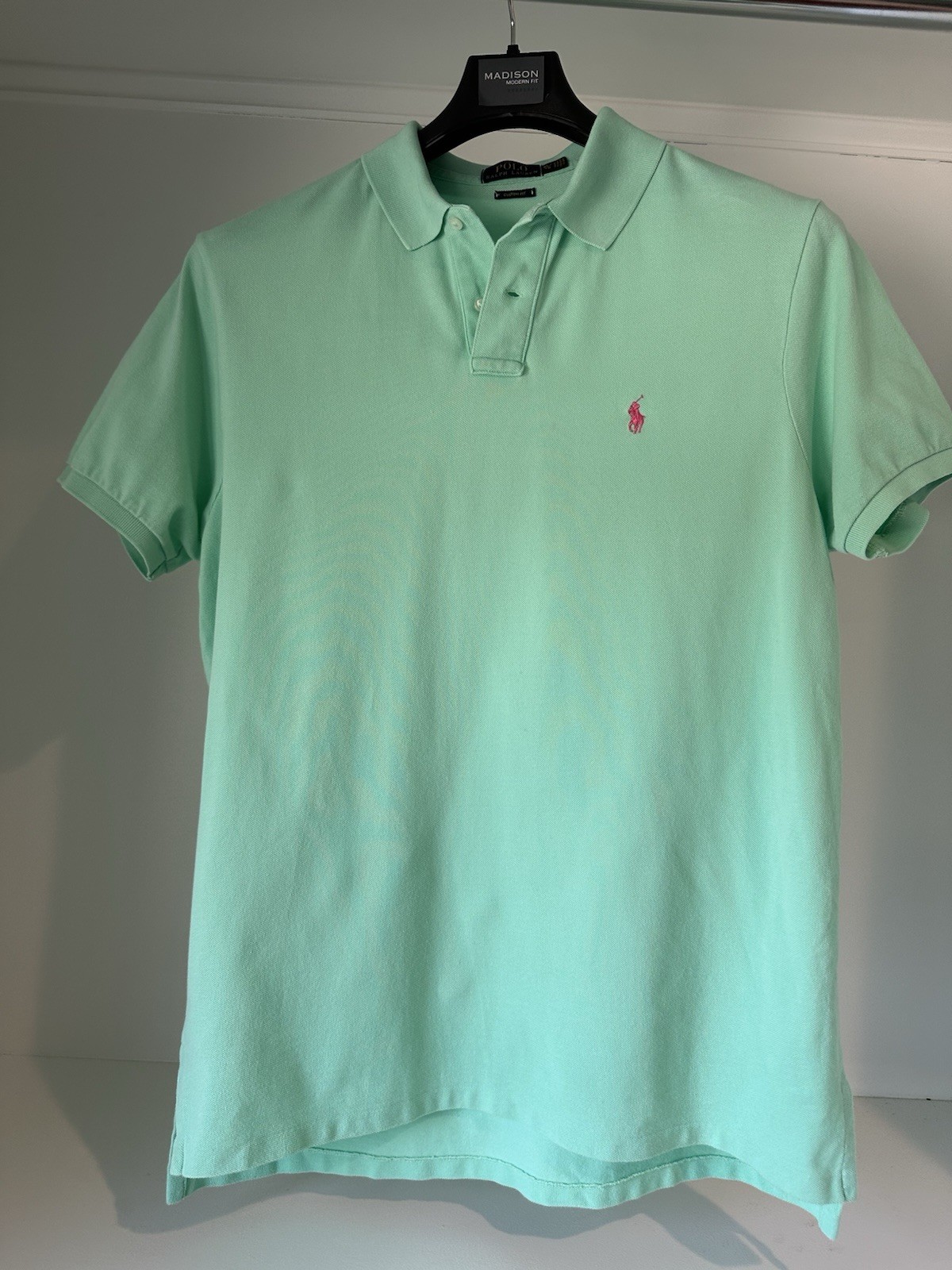 Polo Ralph Lauren uomo XL manica corta verde menta camicia colletto logo pony