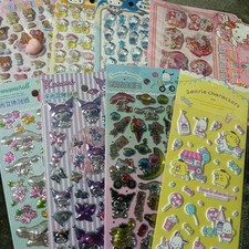 Sanrio Character Sticker Set 8 with Hologram Glitter, 3D Water Stickers, Use