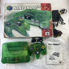 Nintendo 64 N64 Funtastic Jungle Green CONSOLE and BOX Tested RARE Complete