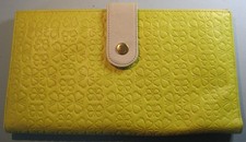 Ted Baker Yellow Leather Cardholder Wallet Floral Embossed Purse Large Snap