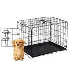 24-Inch Dog Crate - Portable Metal Wire Kennel with Secure Lock  Tray