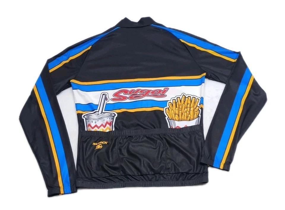 Vintage Sugoi Cycling Shirt Men's Size Medium Cheeseburger Fries All Over Print - Image 2 of 4