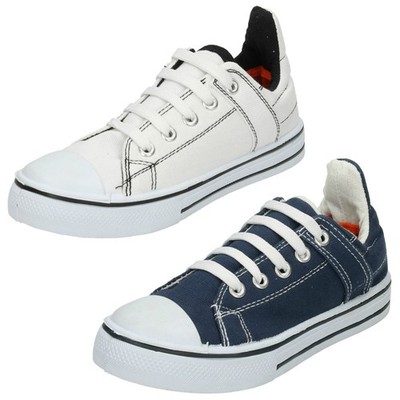 Flache Damen-Schnürschuhe mit Spot On - Canvas