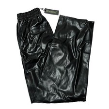 BLANKNYC Women  s black faux leather straight-leg pants Size 25 NWT