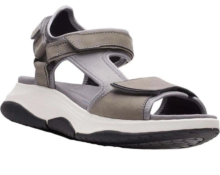 Clarks Wave2.0 Skip donna grigio combinato pelle tessuto taglia UK 8 D EU 42