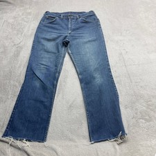 VTG Lee Straight Leg Jeans Womens 32 (measured) Blue High Rise Raw Hem USA Made